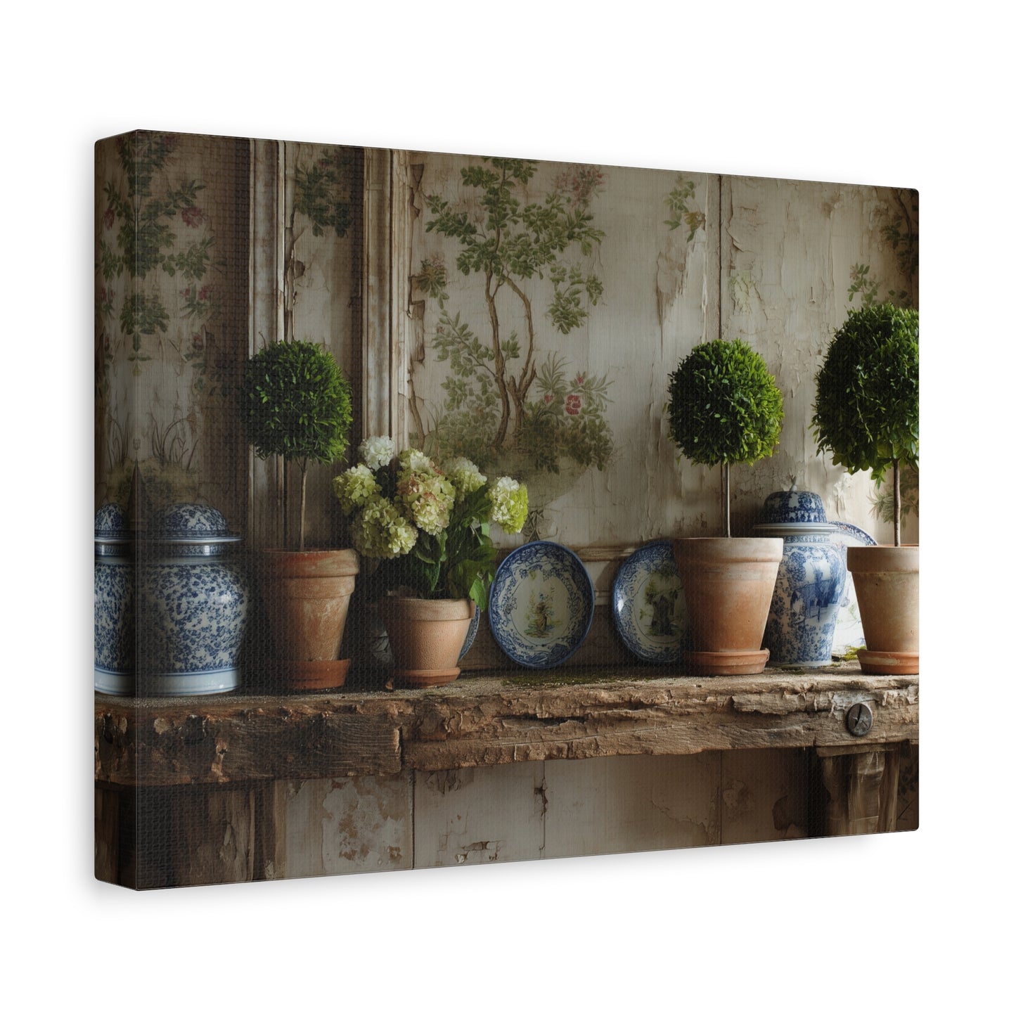 Topiary & Blue Delft Still Life