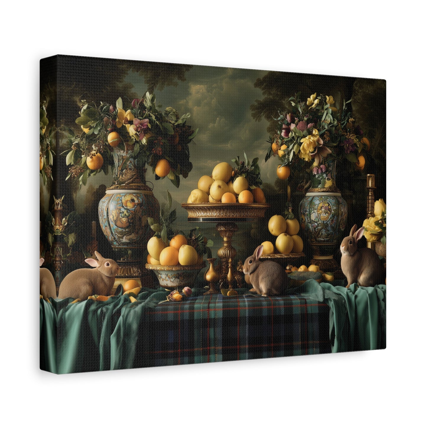 Vintage Still Life with Bunnies and Oranges