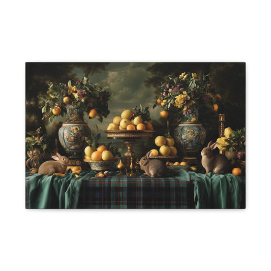 Vintage Still Life with Bunnies and Oranges