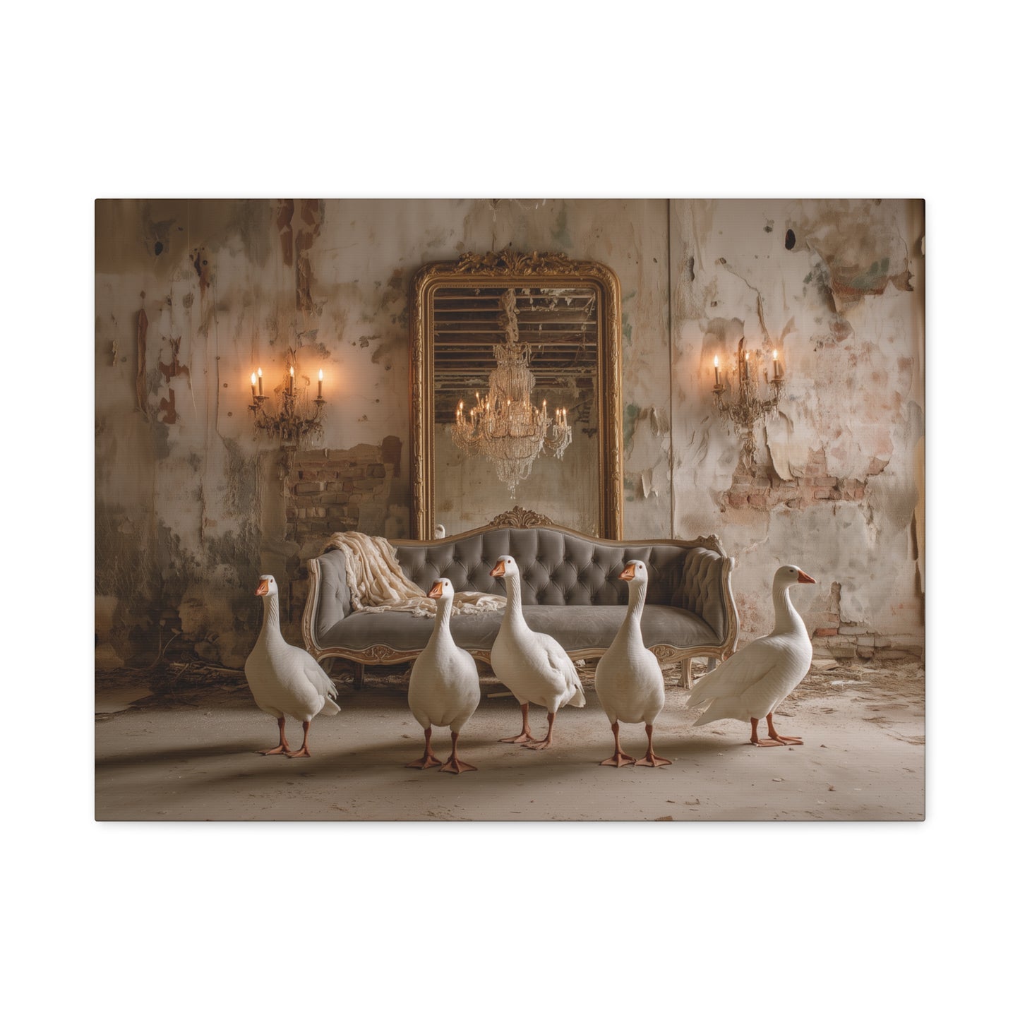 Geese in the Gilded Room, Canvas Art