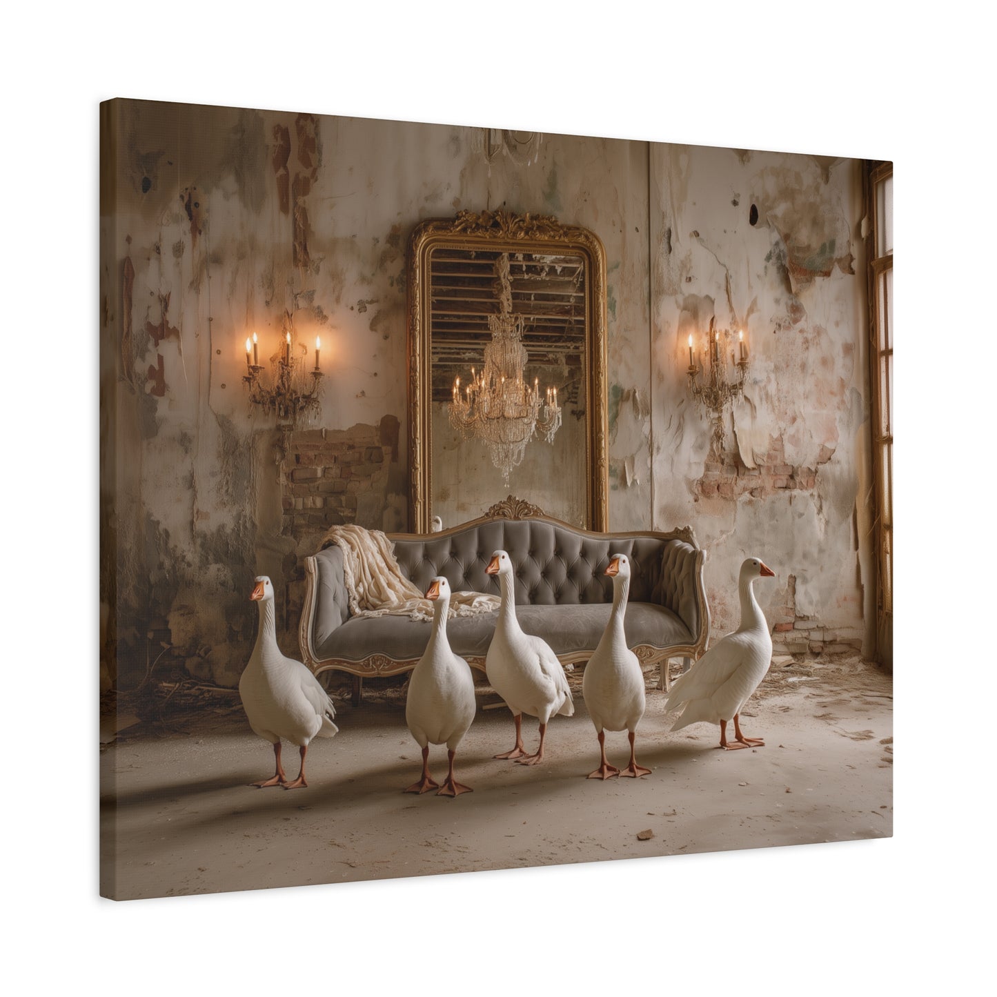 Geese in the Gilded Room, Canvas Art