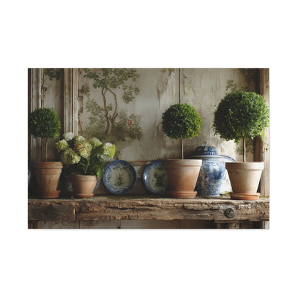 Topiary & Blue Delft Still Life