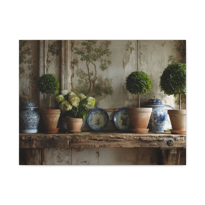 Topiary & Blue Delft Still Life
