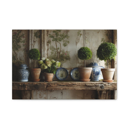 Topiary & Blue Delft Still Life