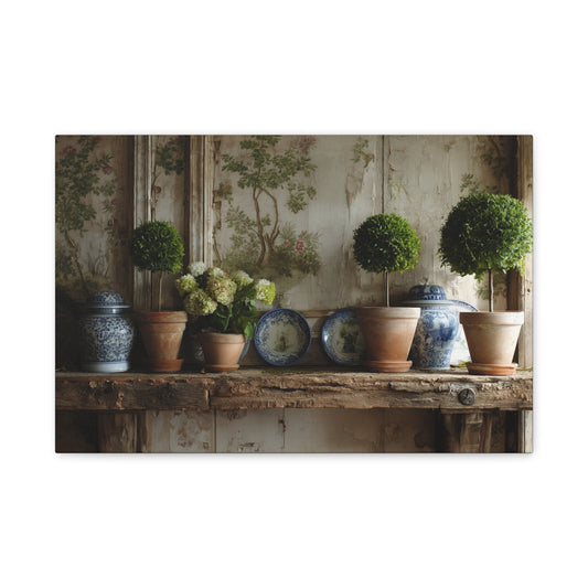 Topiary & Blue Delft Still Life