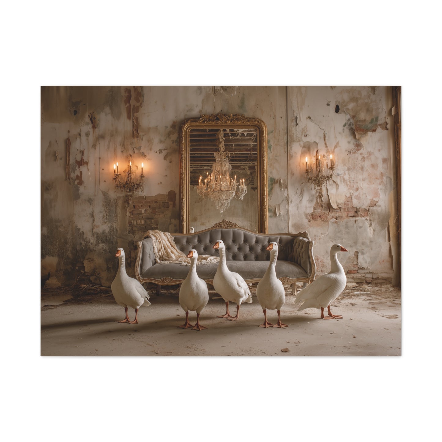 Geese in the Gilded Room, Canvas Art