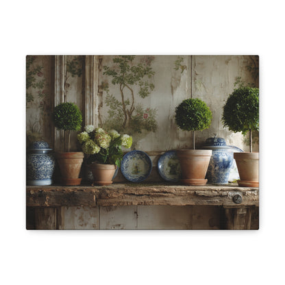 Topiary & Blue Delft Still Life