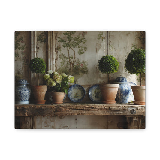 Topiary & Blue Delft Still Life